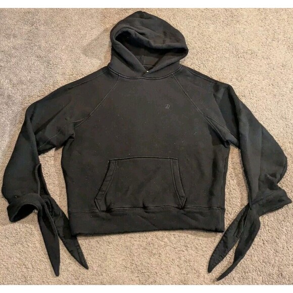 ZADIG & VOLTAIRE EMY Skull Logo SWEATSHIRT Black Hoodie Tie Sleeves Women's XS - Picture 1 of 7
